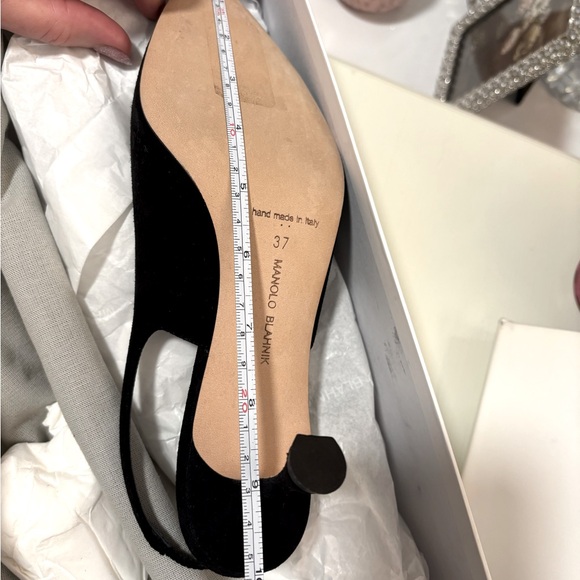 ✨PRICE FIRM✨👠Authentic Black Suede Manolo Blahnik Slingbacks EU 37 US 6.5B - Picture 10 of 10